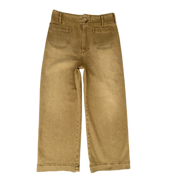 Maeve x Anthropologie Colette Pant 29 Gold Cotton Stretch Denim Wide Leg Cropped - Picture 1 of 11